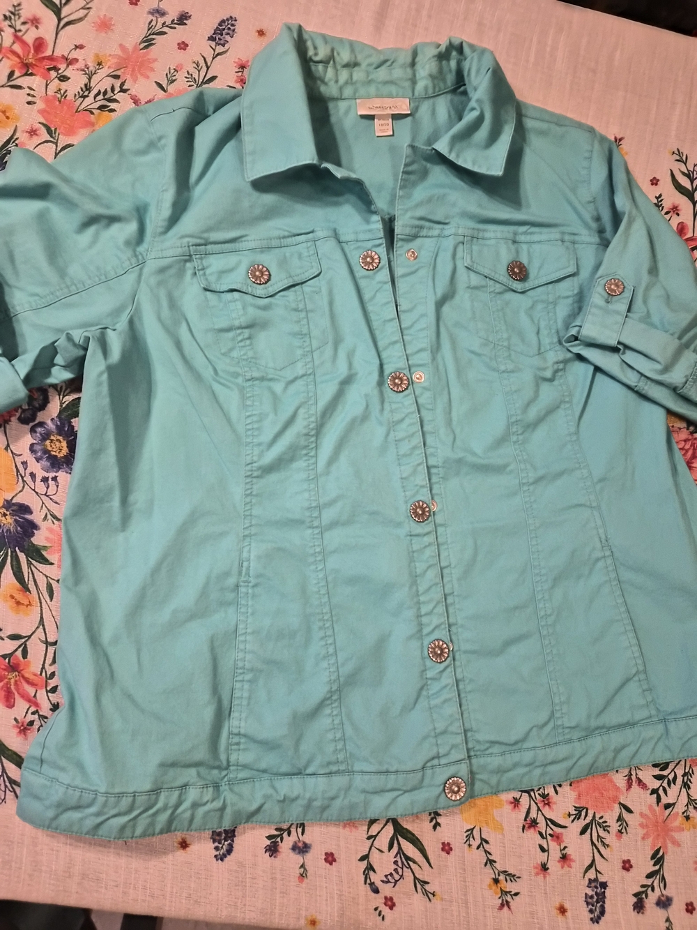 dressbarn Turquoise Button-Front Jacket